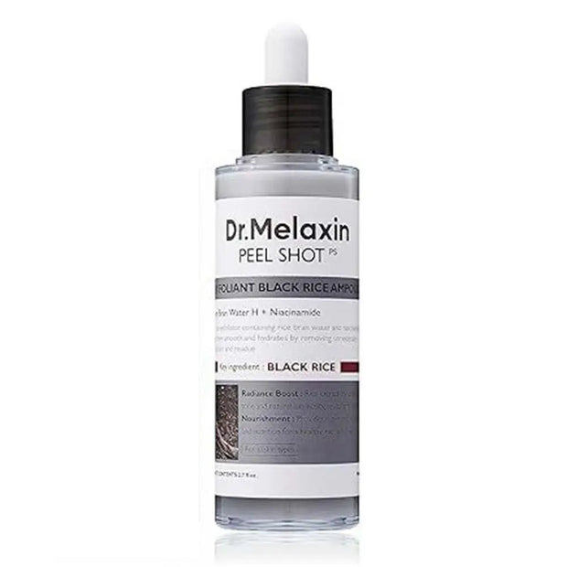 Dr. Melaxin Peel Shot, exfoliating black rice ampoule with niacinamide for radiant skin.