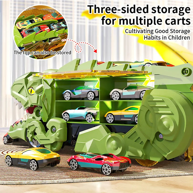 Dinosaur Track Toy Car Set – T-Rex Puzzle Playset for Kids 3-6