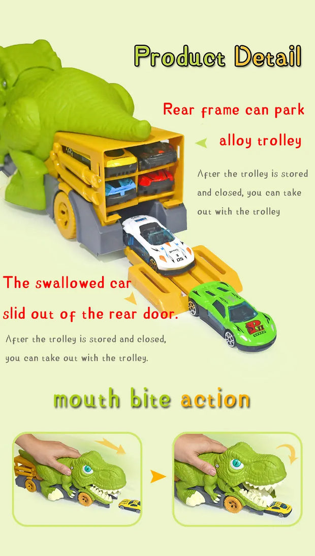 Dinosaur Car Carrier Truck Toy – Racing Track Playset for Kids