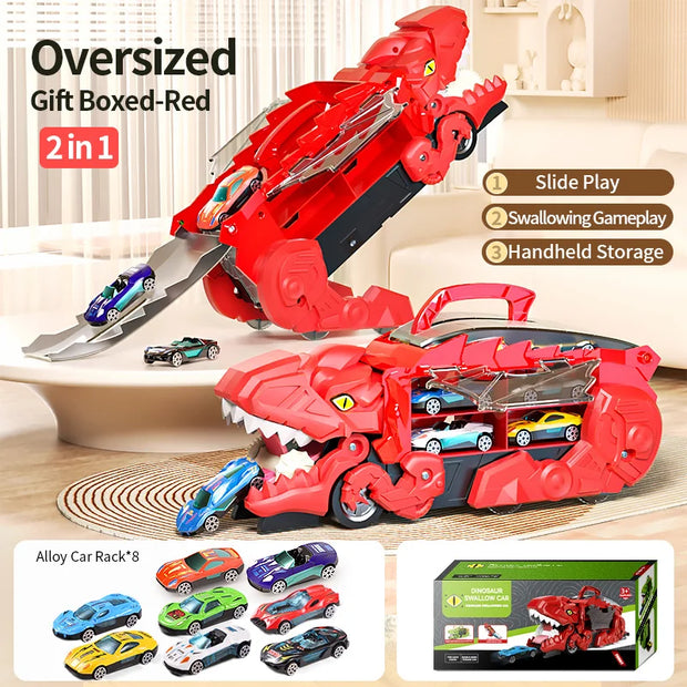 Dinosaur Track Toy Car Set – T-Rex Puzzle Playset for Kids 3-6