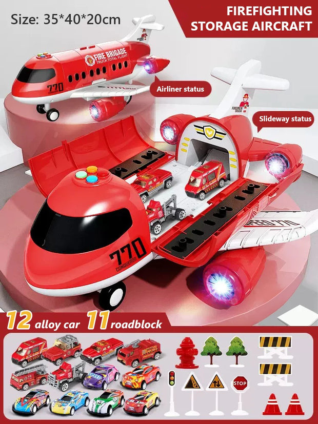 Large Airplane Toy with Mini Cars – Diecast Transport Aircraft Set