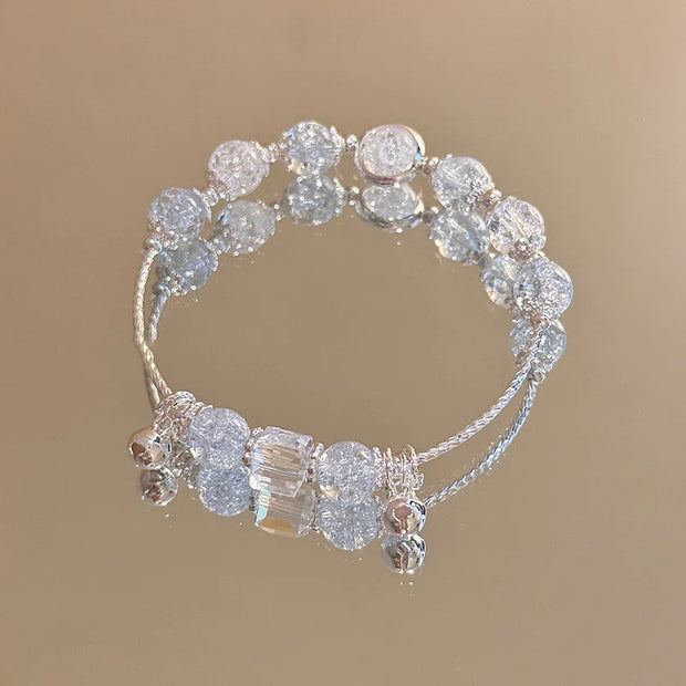 Korean Crystal Bead Bracelet with Feather Charm