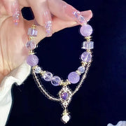 Korean Crystal Bead Bracelet with Feather Charm