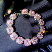 Iced-Out Cuban Chain Bracelet – Heart & Crystal Hip Hop Jewelry