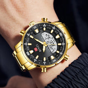 Men’s Luxury Gold Watch – Big Dial Quartz Wristwatch