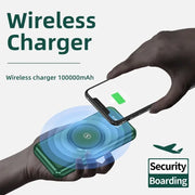 100,000mAh Wireless Power Bank 6-in-1 Built-in Cables Dual USB Charger for iPhone