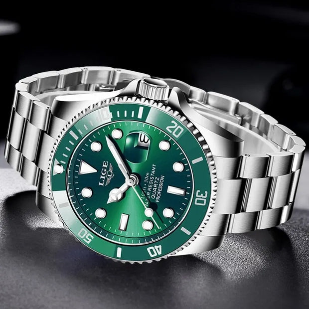 LIGE Men’s Luxury Diver Watch Waterproof Design