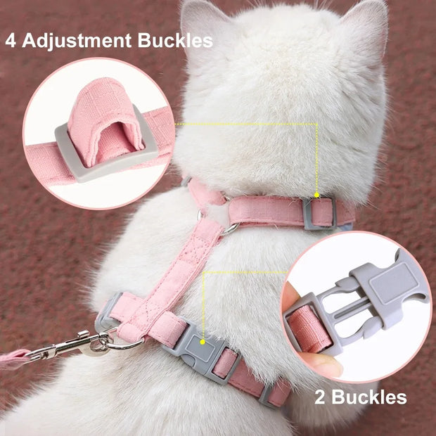 Detachable Cat Collar & Harness Set with Tag for Cats & Dogs