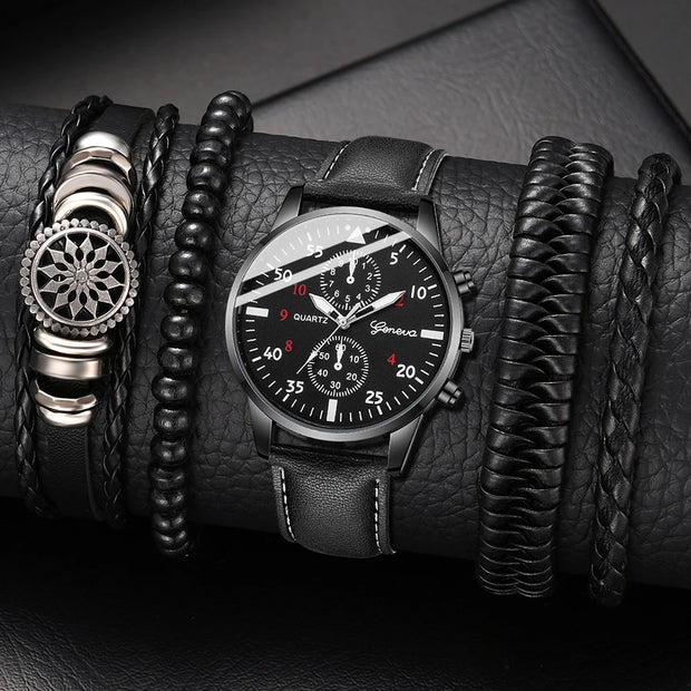 Men’s Hip Hop Luxury Watch – Fashion Sports Wristwatch & Bracelet Set