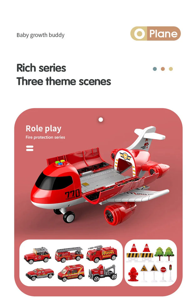 Large Airplane Toy with Mini Cars – Diecast Transport Aircraft Set