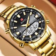 Men’s Luxury Gold Watch – Big Dial Quartz Wristwatch