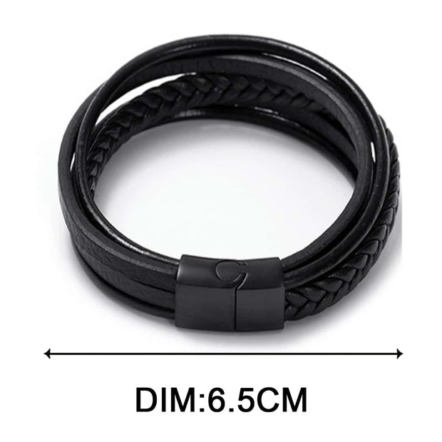 Men’s Black 5-Layer Bracelet – Stylish Wristwear