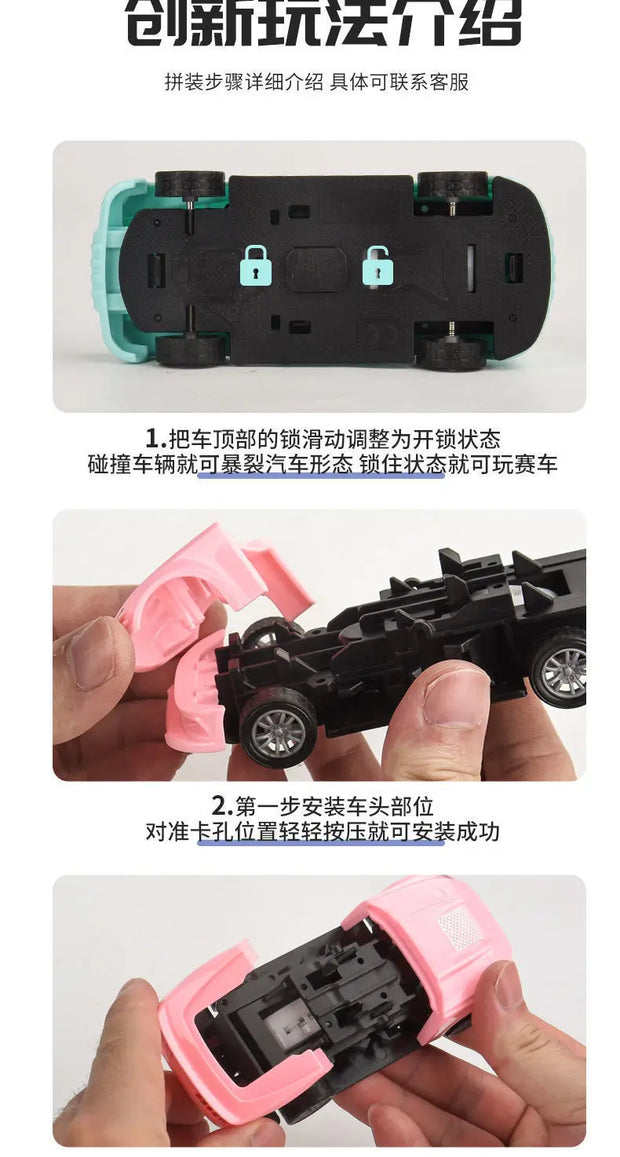 Children's Rebound Collision Explosion Car DIY Model Toy for Boys & Girls