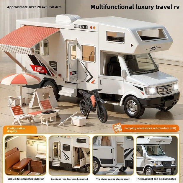 Luxury RV Toy Car for Kids – Movable Travel & Camping Model Playset