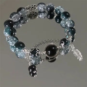 Korean Crystal Bead Bracelet with Feather Charm