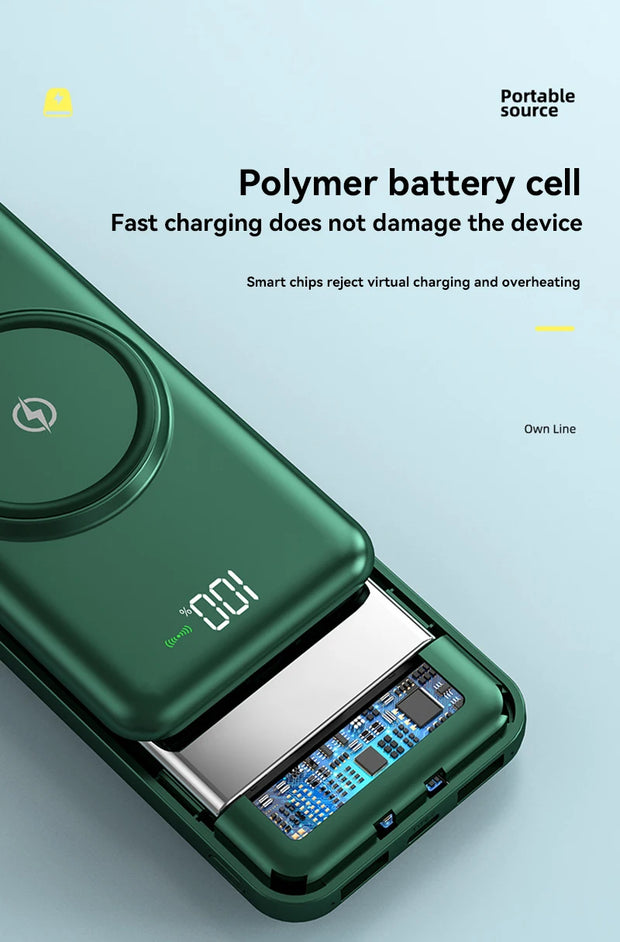 100,000mAh Wireless Power Bank 6-in-1 Built-in Cables Dual USB Charger for iPhone