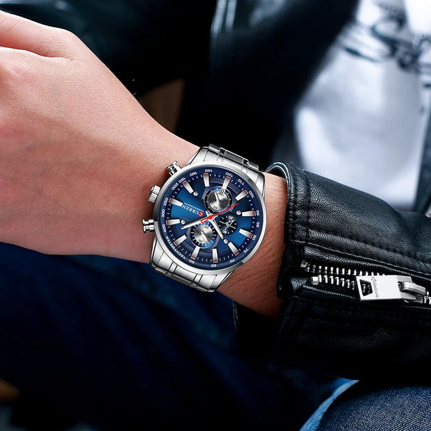 CURREN Men’s Luxury Quartz Watch – Sport Waterproof Chronograph