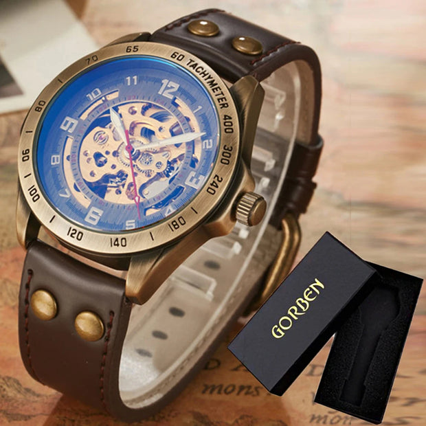 Men’s Automatic Mechanical Watch – Retro Leather Strap