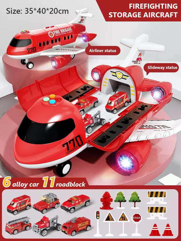 Large Airplane Toy with Mini Cars – Diecast Transport Aircraft Set