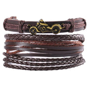 Black Leather Braided Bracelet for Men
