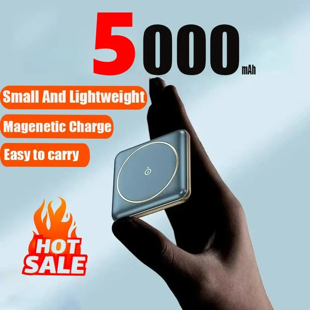 Portable Mini Magnetic Wireless Power Bank 5000mAh Fast Charger for iPhone & Android