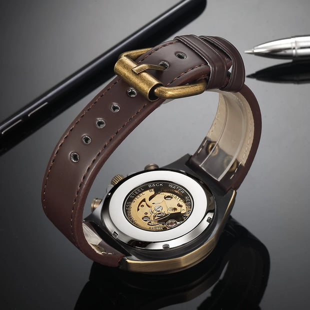 Men’s Automatic Mechanical Watch – Retro Leather Strap