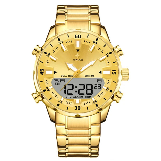 WWOOR Men’s Luxury Digital Sports Watch – Big LED Waterproof Quartz Wristwatch