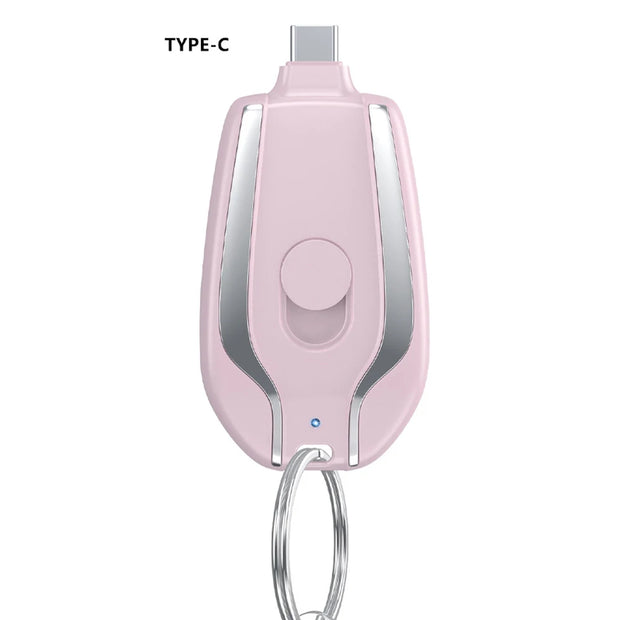 Portable Keychain Mini Power Bank 1500mAh Type-C Emergency Charger