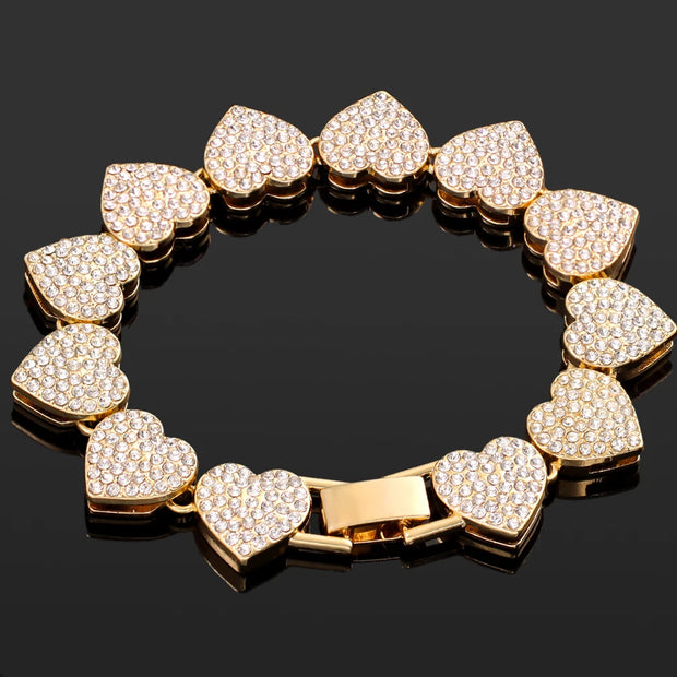 Hip Hop Iced-Out Cuban Chain Bracelet for Women