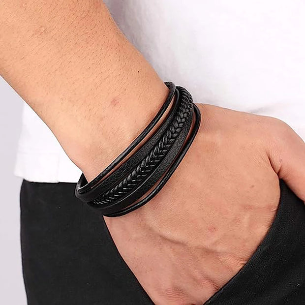 Men’s Black 5-Layer Bracelet – Stylish Wristwear