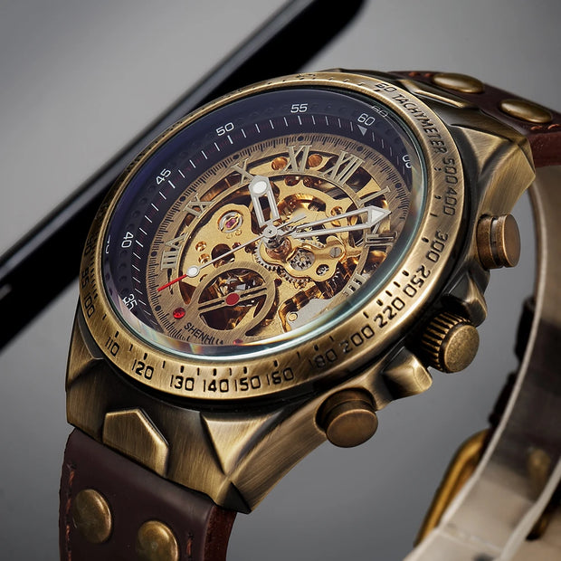 Men’s Automatic Mechanical Watch – Retro Leather Strap