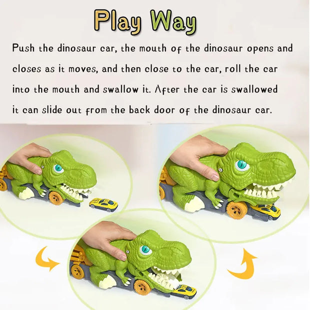 Dinosaur Car Carrier Truck Toy – Racing Track Playset for Kids