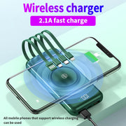 100,000mAh Wireless Power Bank 6-in-1 Built-in Cables Dual USB Charger for iPhone