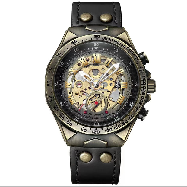 Men’s Automatic Mechanical Watch – Retro Leather Strap