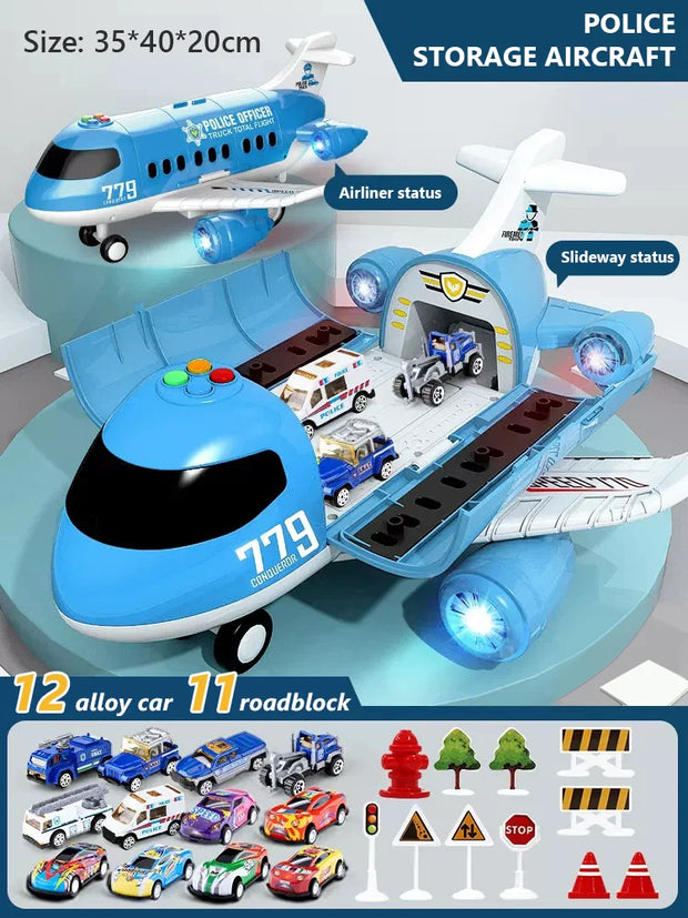 Large Airplane Toy with Mini Cars – Diecast Transport Aircraft Set