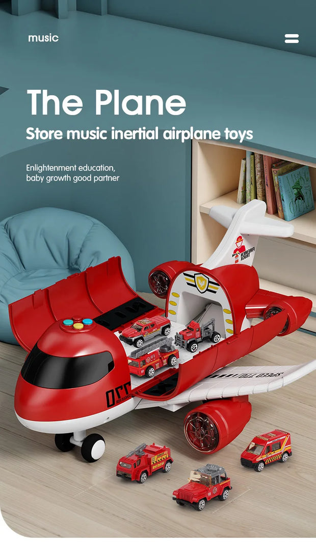Large Airplane Toy with Mini Cars – Diecast Transport Aircraft Set