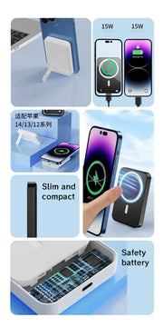 20,000mAh Magnetic Wireless Power Bank Mini Portable for iPhone 12-15, Xiaomi, Quick Charge
