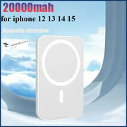 20,000mAh Magnetic Wireless Power Bank Mini Portable for iPhone 12-15, Xiaomi, Quick Charge