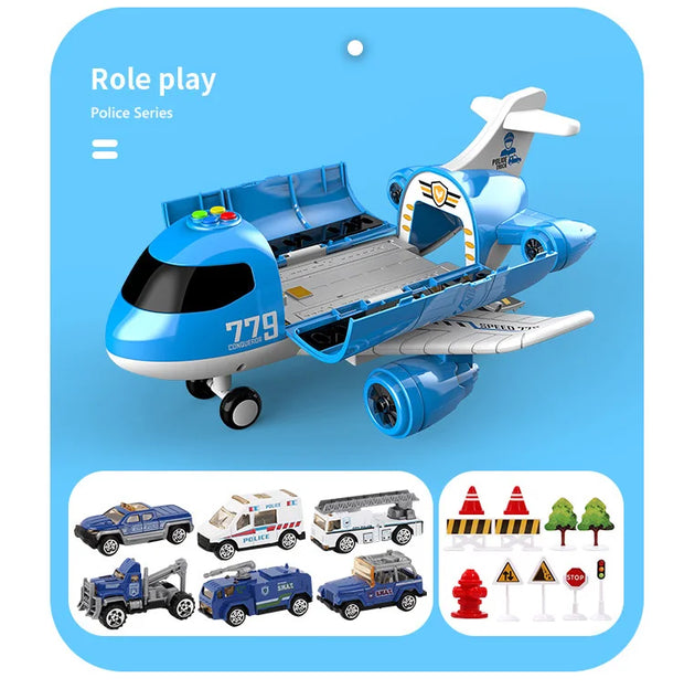 Large Airplane Toy with Mini Cars – Diecast Transport Aircraft Set