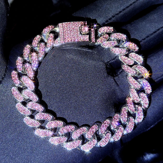 Hip Hop Iced-Out Cuban Chain Bracelet for Women