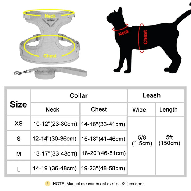 Detachable Cat Collar & Harness Set with Tag for Cats & Dogs