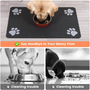Absorbent Pet Feeding Mat with Waterproof Rubber Backing, Quick-Dry for Food & Water Bowls - Dog & Cat
