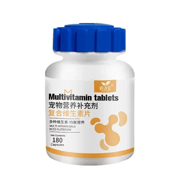 Pet Multivitamin Tablets – 180 Count for Dogs & Cats, Boost Immunity & Coat Health