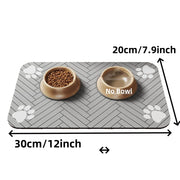 Absorbent Pet Feeding Mat with Waterproof Rubber Backing, Quick-Dry for Food & Water Bowls - Dog & Cat