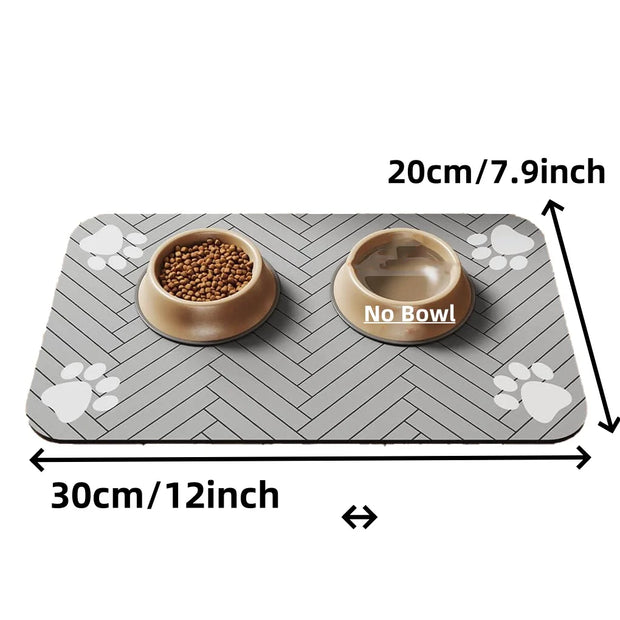 Absorbent Pet Feeding Mat with Waterproof Rubber Backing, Quick-Dry for Food & Water Bowls - Dog & Cat