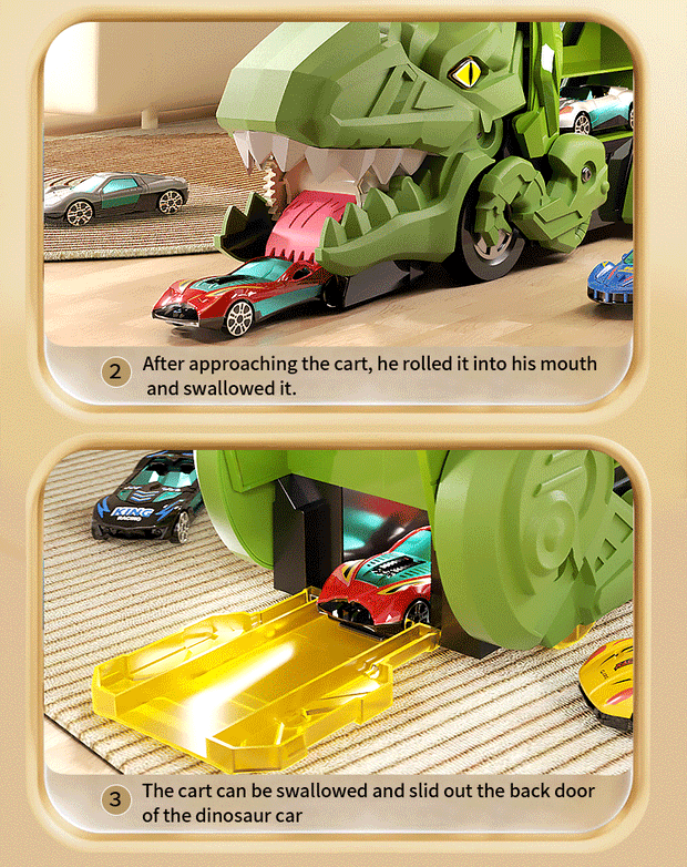 Dinosaur Track Toy Car Set – T-Rex Puzzle Playset for Kids 3-6
