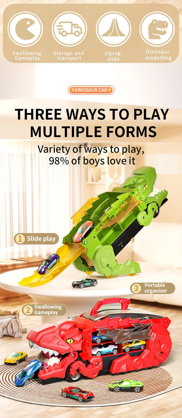 Dinosaur Track Toy Car Set – T-Rex Puzzle Playset for Kids 3-6