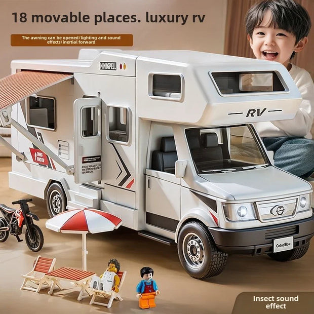 Luxury RV Toy Car for Kids – Movable Travel & Camping Model Playset