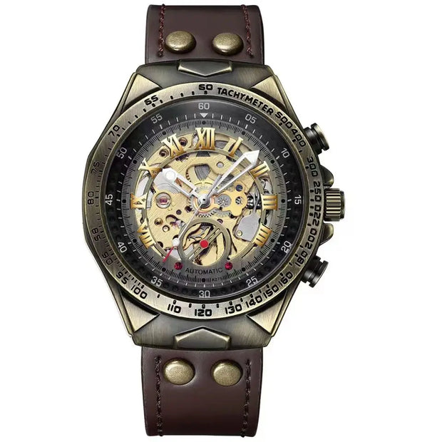 Men’s Automatic Mechanical Watch – Retro Leather Strap