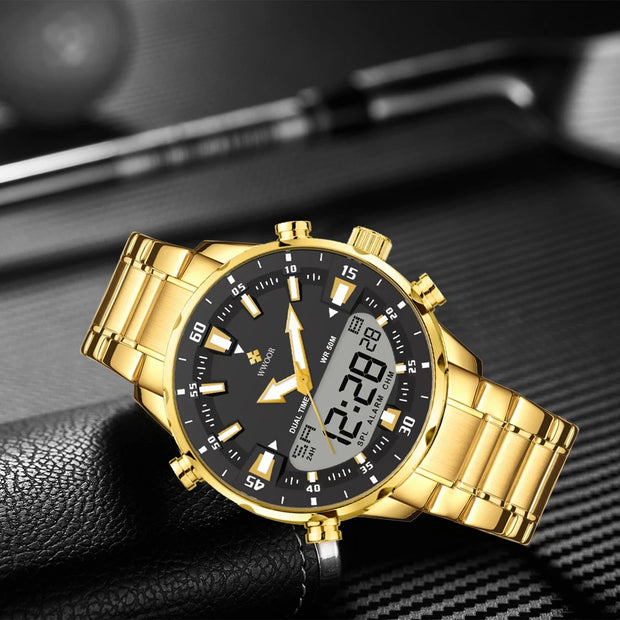WWOOR Men’s Luxury Digital Sports Watch – Big LED Waterproof Quartz Wristwatch